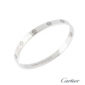 Cartier 18k White Gold Love Bangle Size 20 B&P B6035420